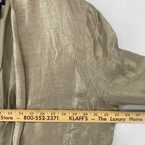 EILEEN FISHER Blazer L Linen Nylon Sparkle Shine Open Front Long Sleeve Beige - Picture 14 of 14